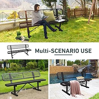 Amazon.com: 6FT Heavy Duty Park Bench with Back Portable Frame